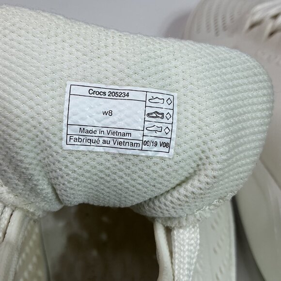 LiteRide By Crocs Womens White Perforated Sneakers W8 Lightweight & Breathable - Picture 5 of 9